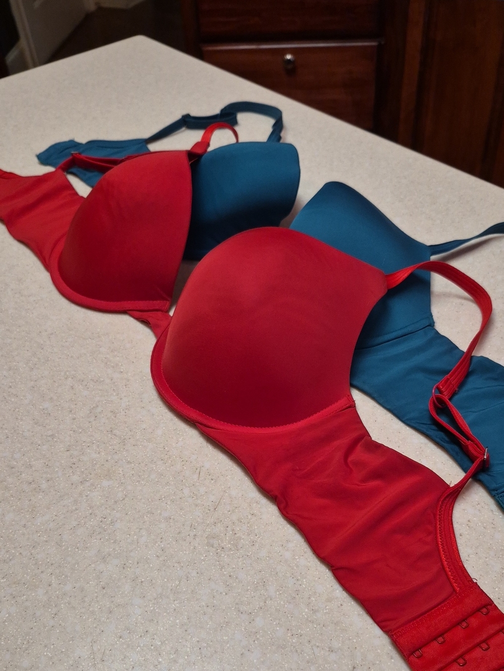 Parisa Red & Teal Smooth Molded T-Shirt Bra